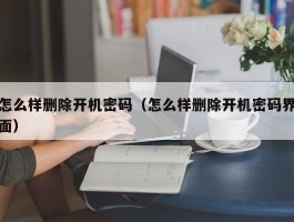 怎么样删除开机密码（怎么样删除开机密码界面）