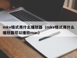 mkv格式用什么播放器（mkv格式用什么播放器可以播放mac）