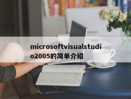 microsoftvisualstudio2005的简单介绍