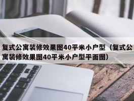 复式公寓装修效果图40平米小户型(复式公寓装修效果图40平米小户型平面图)