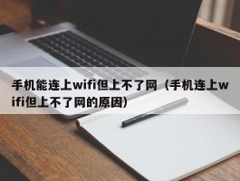 手机能连上wifi但上不了网(手机连上wifi但上不了网的原因)